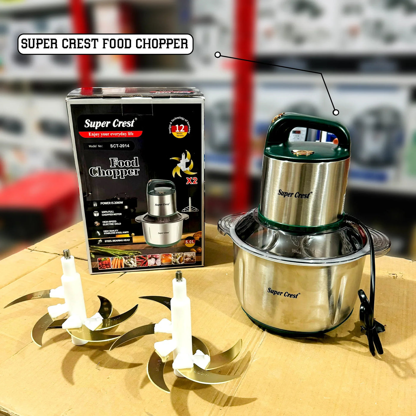 Super Crest 5L Food Chopper with Extra Blade  SCT-2014 - Luxury Choice