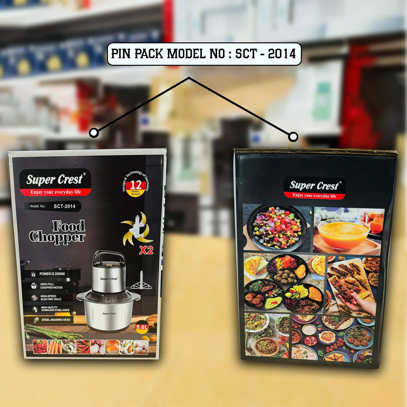 Super Crest 5L Food Chopper with Extra Blade  SCT-2014 - Luxury Choice