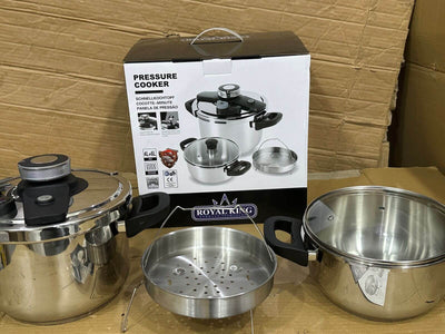 GERMANY Lot 3 in 1 ROYAL KING Pressure Cooker Top Quality - Luxury Choice