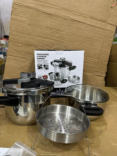 GERMANY Lot 3 in 1 ROYAL KING Pressure Cooker Top Quality - Luxury Choice
