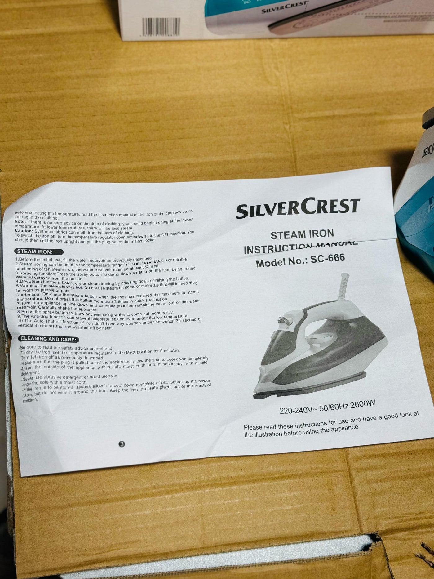 German Lot Imported Silver Crest Steam Iron SC-266 - Luxury Choice