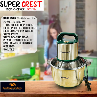 Super Crest 5L Food Chopper with Extra Blade  SCT-2014 - Luxury Choice